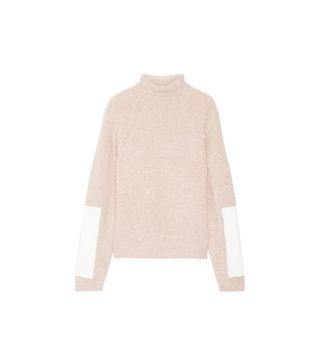 Victoria Beckham + Faux Leather-Trimmed Wool Turtleneck Sweater