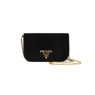 Prada + Wallet On A Chain Velvet Shoulder Bag