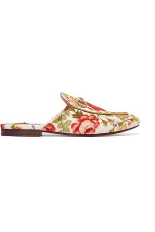 Gucci + Horsebit-Detailed Floral-Print Canvas Slippers