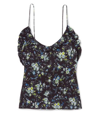 Les Rêveries + Ruffled Floral-Print Silk-Crepe Camisole