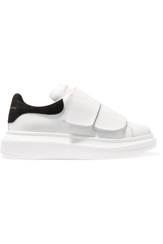 Alexander McQueen + Leather and Suede Exaggerated-Sole Sneakers