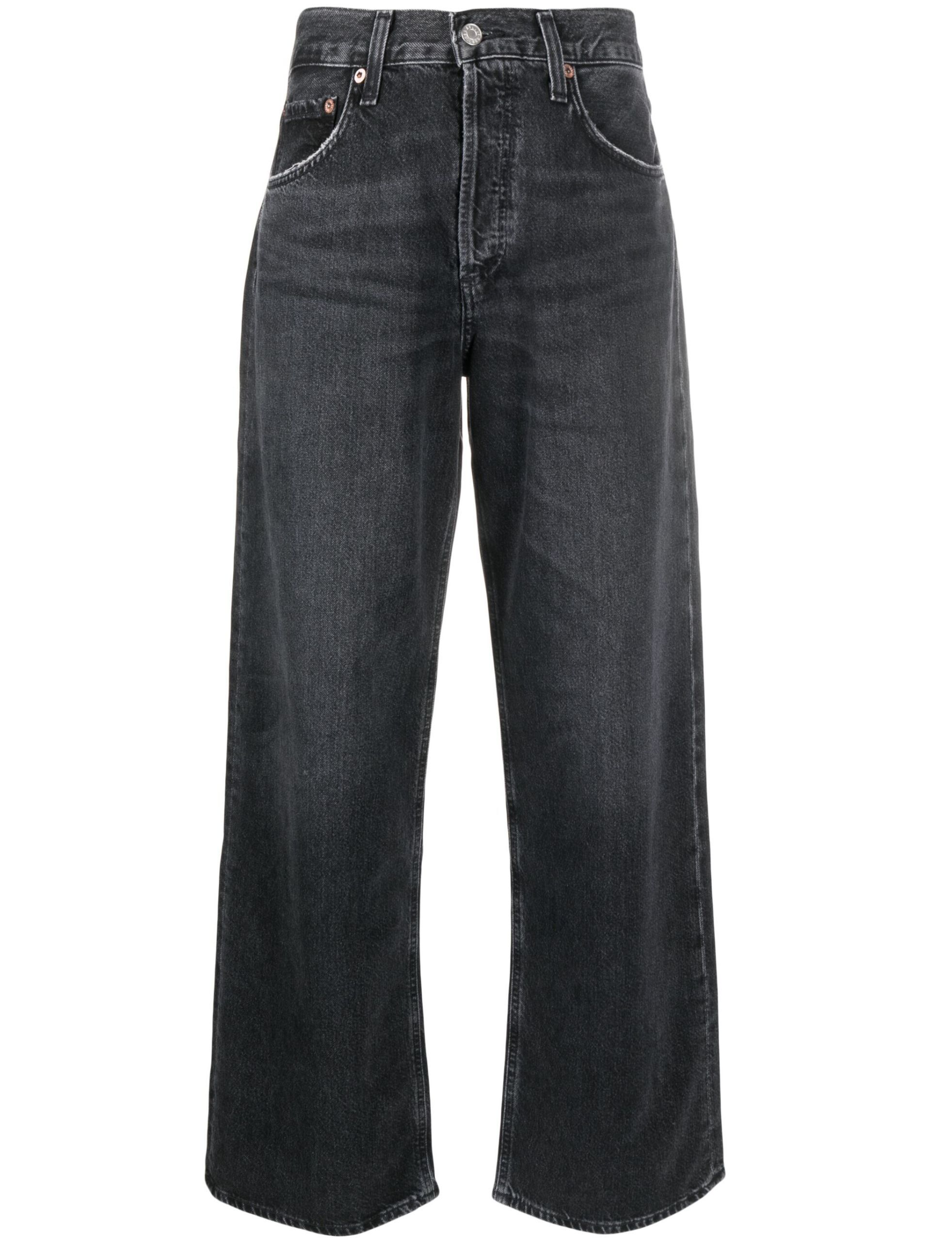 Agolde + Black Low Slung Baggy Straight Jeans