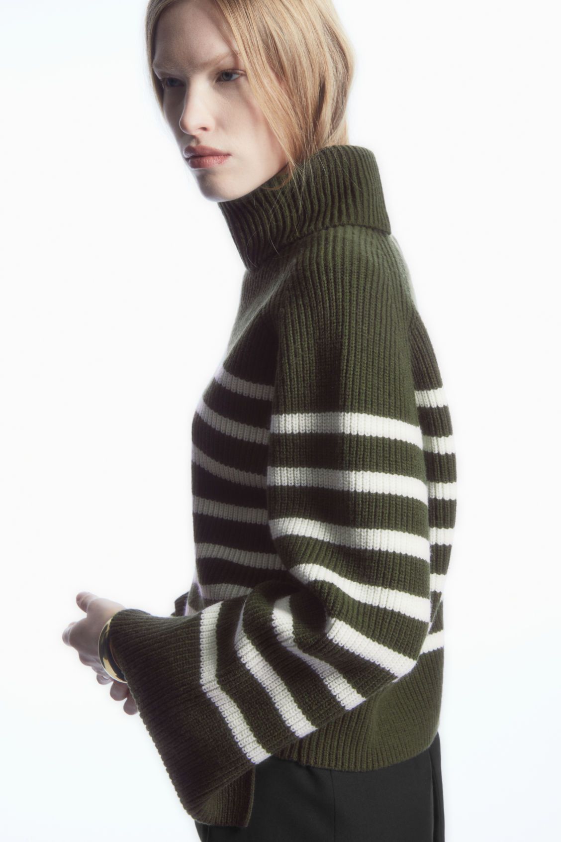 COS + Striped Wool Roll-Neck Jumper