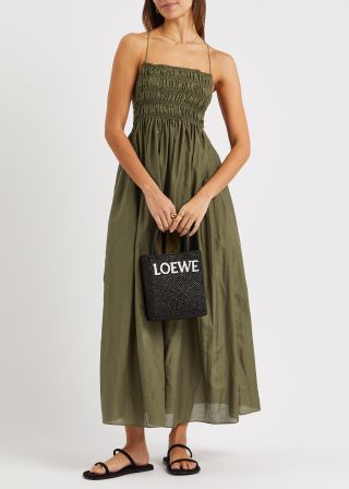 Matteau + Lace-Up Cotton-Blend Maxi Dress