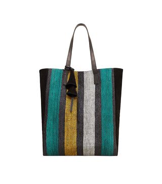 Mango + Striped Leather-Blend Bag
