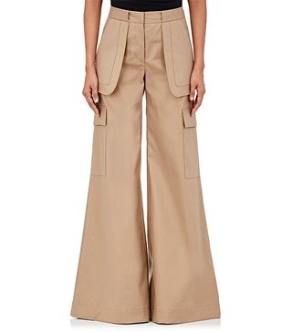 Off-White + Cotton-Blend Wide-Leg Pants