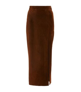 Sally LaPointe + Suede High Slit Skirt