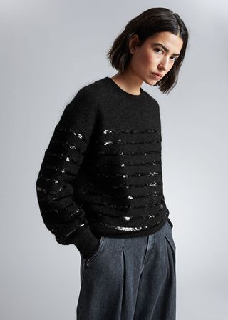 & Other Stories + Sequin-Stripe Knit Sweater