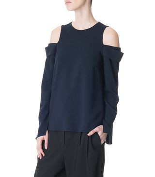 Tibi + Savanna Crepe Off-Shoulder Halter Top