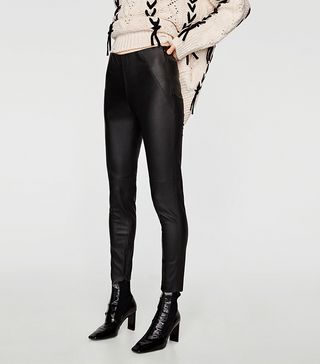 Zara + Leather Effect Leggings