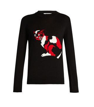MSGM + Cat Embroidered Wool Sweater