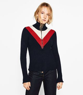 Zara + Zipped High Neck Sweater