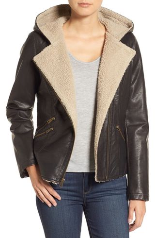 Levi's + Hooded Faux Shearling Jacket
