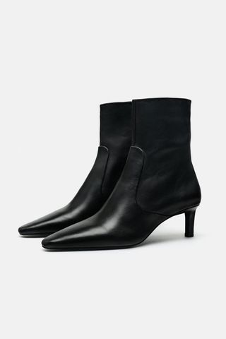 Zara + Leather Heeled Ankle Boots