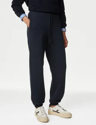 M&S Collection + Cotton Rich Drawstring Cuffed Joggers