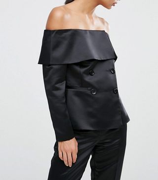 ASOS + Glam Off Shoulder Satin Blazer