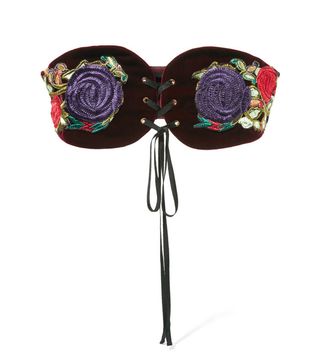 Anna Sui + Embroidered Velvet Belt