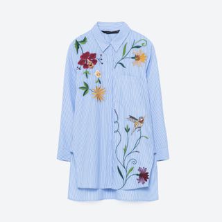 Zara + Embroidered Poplin Shirt