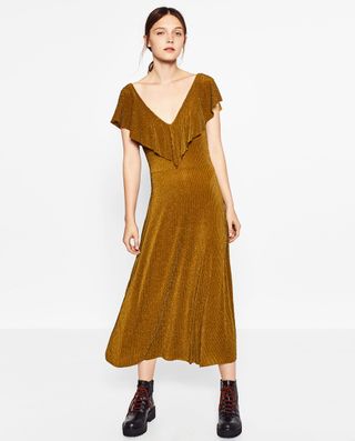 Zara + Frilled Shiny Dress