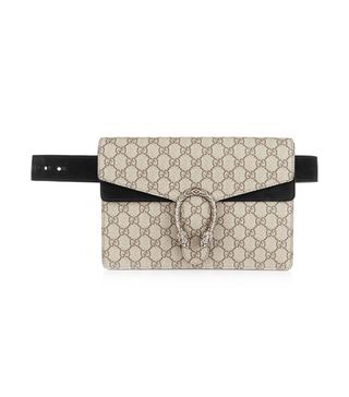 Gucci + Dionysus Suede-Trimmed Coated-Canvas Belt Bag
