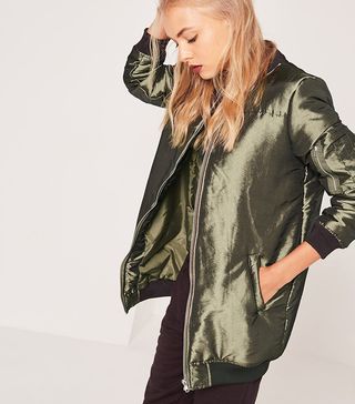 Missguided + High Shine Longline Padded Bomber Jacket