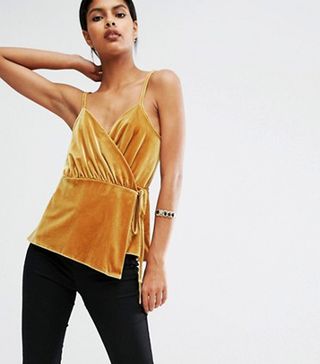 ASOS + Wrap Cami Top in Velvet