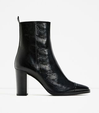 Zara + Leather High Heel Ankle Boots