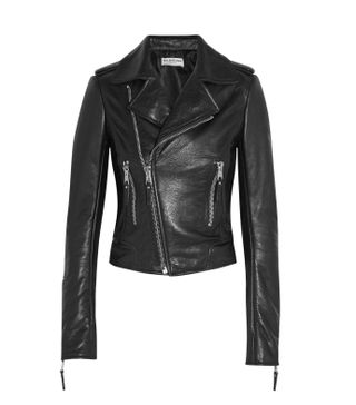 Balenciaga + Textured-Leather Biker Jacket