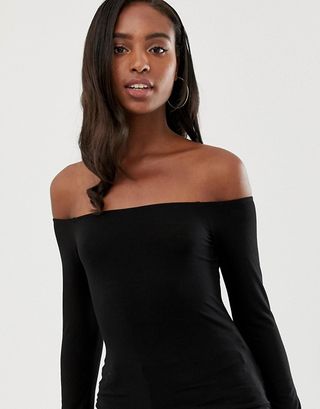 ASOS + Tall Off Shoulder Top with Long Sleeve