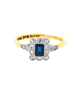 Lila’s + Art Deco Rectangular Sapphire and Diamonds Ring