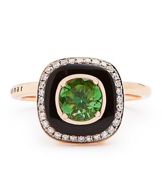 Selim Mouzannar + Diamond, Tsavorite, Enamel & Pink-Gold Mina Ring