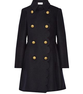 Red Valentino + Scalloped Double-Breasted Wool-Blend Coat