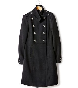 La Redoute + Military Style Wool Coat with Stand-Up Collar