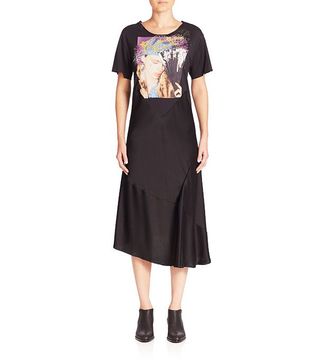 Maison Margiela + Satin Short-Sleeve Graphic T-Shirt Dress