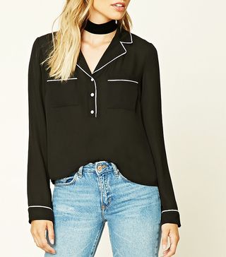 Forever 21 + Contemporary Contrast-Trim Popover Top