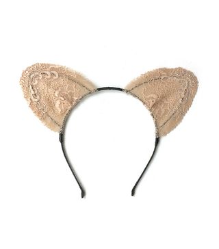 Nude Lace Diamanté Cat Ears Headband