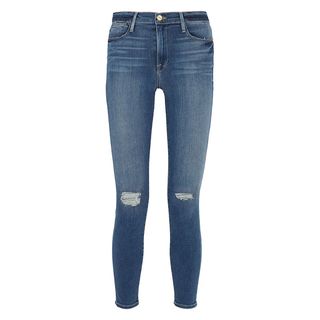 Frame + Le High Skinny Distressed Jeans