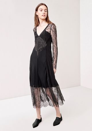 Thakoon + Lace Silk Crepe de Chine Dress