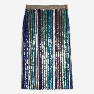 Topshop + Sequin Stripe Midi Skirt