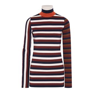 Victoria Beckham + Striped Stretch Wool-Blend Turtleneck Sweater