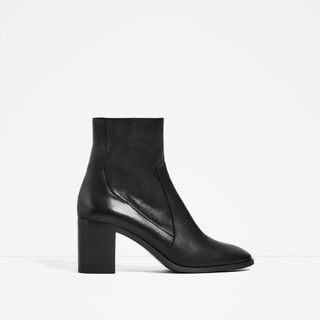 Zara + Leather High Heel Ankle Boots