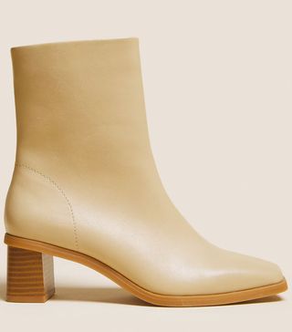 M&S Collection + Block Heel Square Toe Ankle Boots