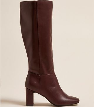 M&S Collection + Block Heel Square Toe Knee High Boots