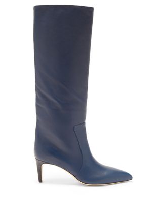 Paris Texas + Point-Toe Leather Knee-High Boots
