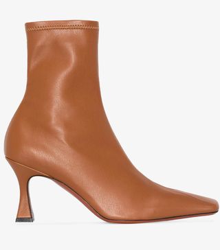 Manu Atelier + Brown Duck 80 Faux Leather Ankle Boots