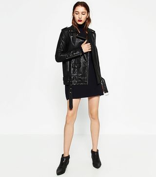 Zara + Long Leather-Effect Jacket