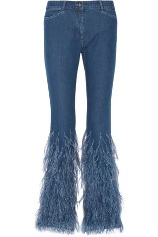 Michael Kors Collection + Feather-Trimmed Jeans