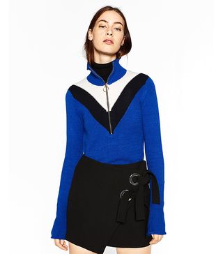 Zara + Zipped High Neck Sweater
