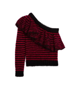 Philosophy di Lorenzo Serafini + One-Shoulder Ruffled Mohair-Blend Sweater