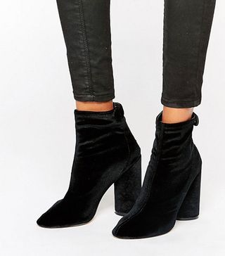 Public Desire + Lia Velvet Heeled Ankle Boots